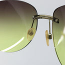 CHANEL COCO Mark Sunglasses Plastic Green CC Auth SW1668-11