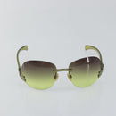 CHANEL COCO Mark Sunglasses Plastic Green CC Auth SW1668-2