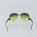 CHANEL COCO Mark Sunglasses Plastic Green CC Auth SW1668-3