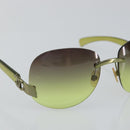 CHANEL COCO Mark Sunglasses Plastic Green CC Auth SW1668-6