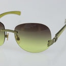 CHANEL COCO Mark Sunglasses Plastic Green CC Auth SW1668-7
