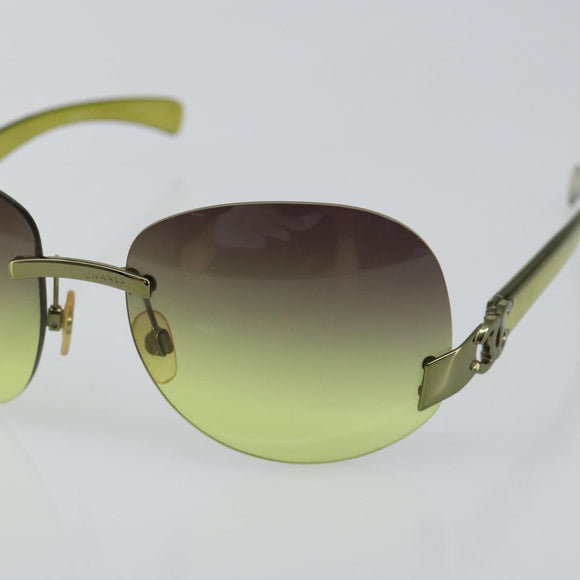 CHANEL COCO Mark Sunglasses Plastic Green CC Auth SW1668