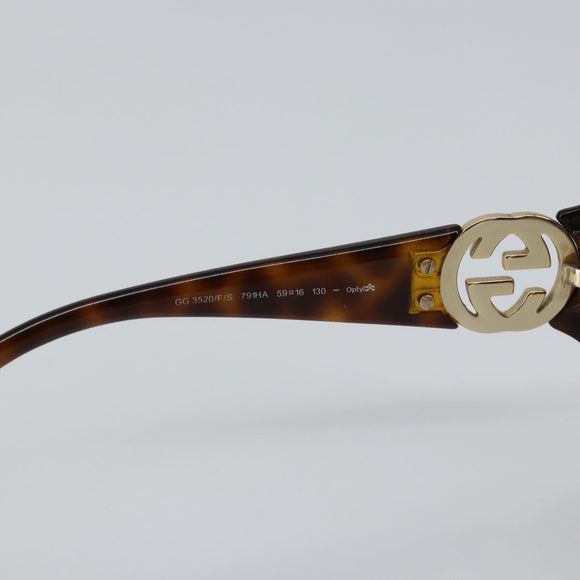 GUCCI Interlocking G Sunglasses Plastic Brown Auth SW1673