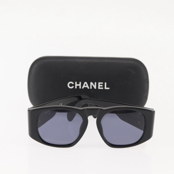CHANEL COCO Mark Matelasse Sunglasses plastic Black CC Auth SW1681