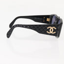 CHANEL COCO Mark Matelasse Sunglasses plastic Black CC Auth SW1681-6