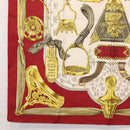 HERMES Carre 90 Scarf ""ETRIERS"" Silk Bordeaux Auth SW1684-4