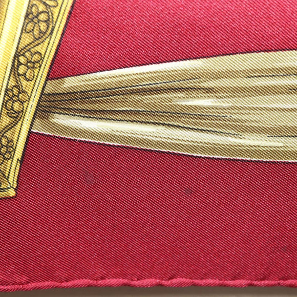 HERMES Carre 90 Scarf ""ETRIERS"" Silk Bordeaux Auth SW1684