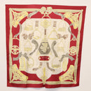 HERMES Carre 90 Scarf ""ETRIERS"" Silk Bordeaux Auth SW1684-8