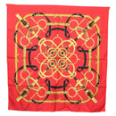 HERMES Carre 90 Scarf ""Eperon dor"" Silk Red Auth SW1685-1