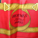 HERMES Carre 90 Scarf ""Eperon dor"" Silk Red Auth SW1685-6