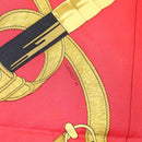 HERMES Carre 90 Scarf ""Eperon dor"" Silk Red Auth SW1685-8