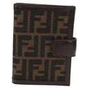 FENDI Zucca Canvas Planner Black Brown Auth sw1689V-13