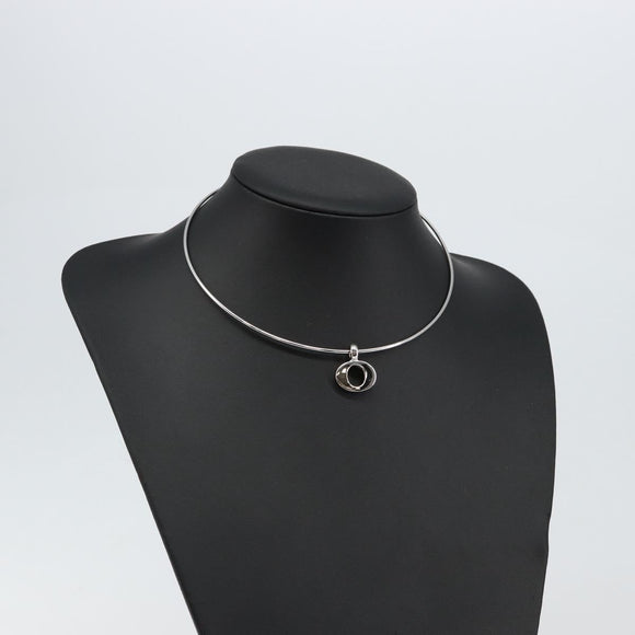 Christian Dior Choker metal Silver Auth sw1695