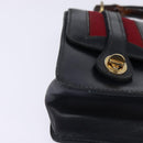 GUCCI Bamboo Sherry Line Hand Bag Leather Navy Red gold Auth SW1701-9