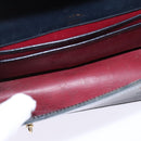 GUCCI Bamboo Sherry Line Hand Bag Leather Navy Red gold Auth SW1701-12