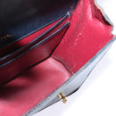 GUCCI Bamboo Sherry Line Hand Bag Leather Navy Red gold Auth SW1701-17