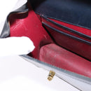 GUCCI Bamboo Sherry Line Hand Bag Leather Navy Red gold Auth SW1701-18