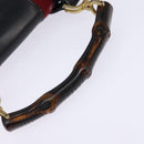 GUCCI Bamboo Sherry Line Hand Bag Leather Navy Red gold Auth SW1701-7