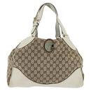 GUCCI GG Canvas Tote Bag Beige Gold 223972 Auth SW1704-13