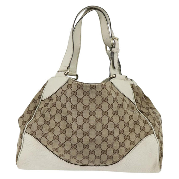GUCCI GG Canvas Tote Bag Beige Gold 223972 Auth SW1704
