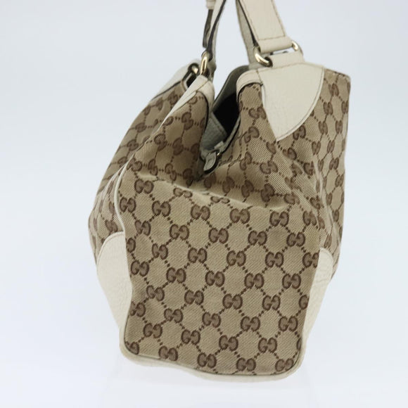 GUCCI GG Canvas Tote Bag Beige Gold 223972 Auth SW1704