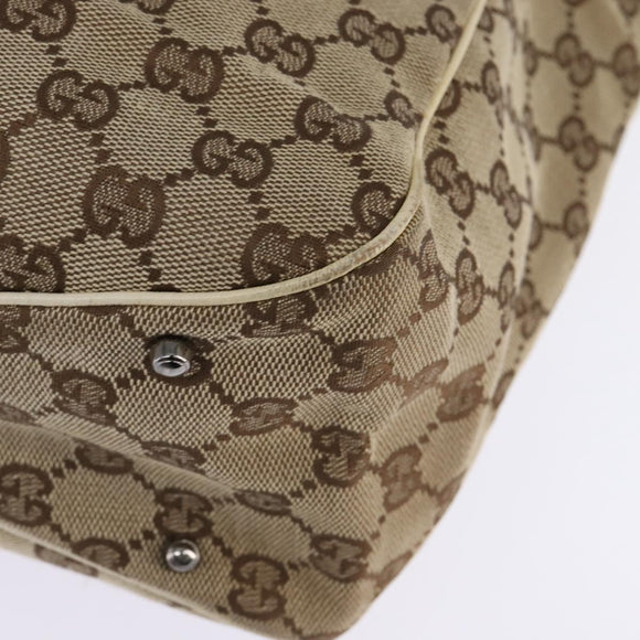 GUCCI GG Canvas Tote Bag Beige Silver 113017 Auth SW1705