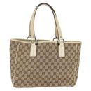 GUCCI GG Canvas Tote Bag Beige Silver 113017 Auth SW1705-13