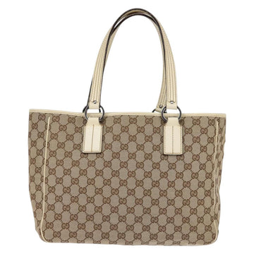 GUCCI GG Canvas Tote Bag Beige Silver 113017 Auth SW1705 - 0
