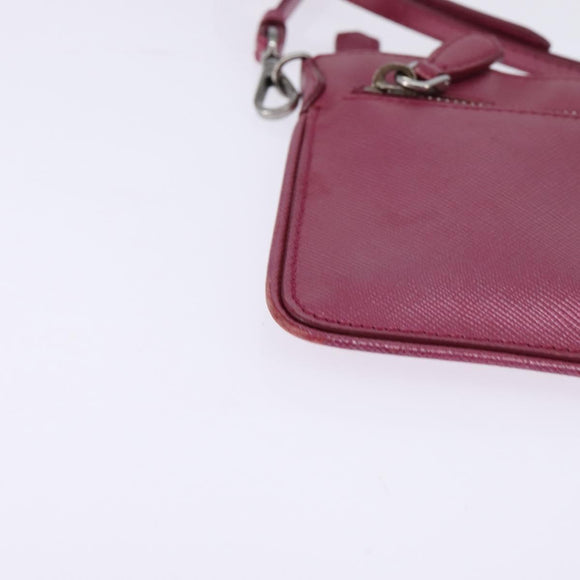 PRADA Shoulder Bag Safiano leather Pink Silver Auth SW1708