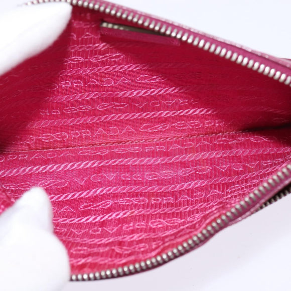 PRADA Shoulder Bag Safiano leather Pink Silver Auth SW1708