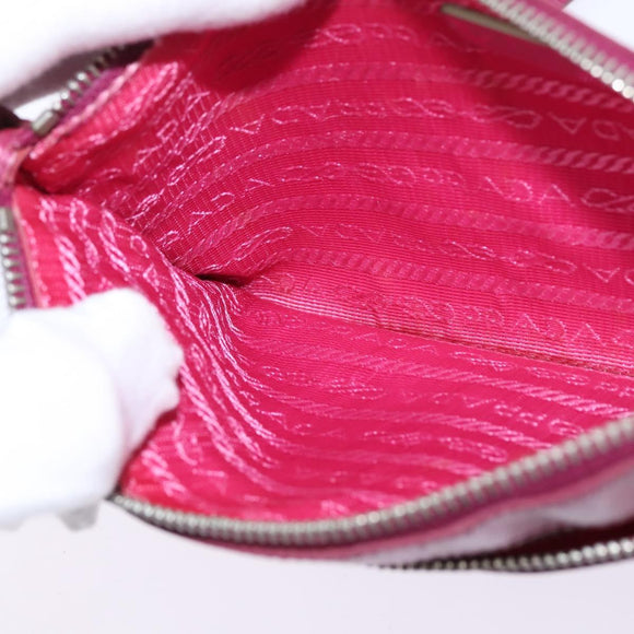 PRADA Shoulder Bag Safiano leather Pink Silver Auth SW1708