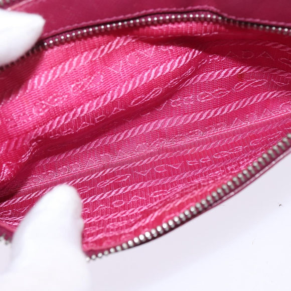 PRADA Shoulder Bag Safiano leather Pink Silver Auth SW1708