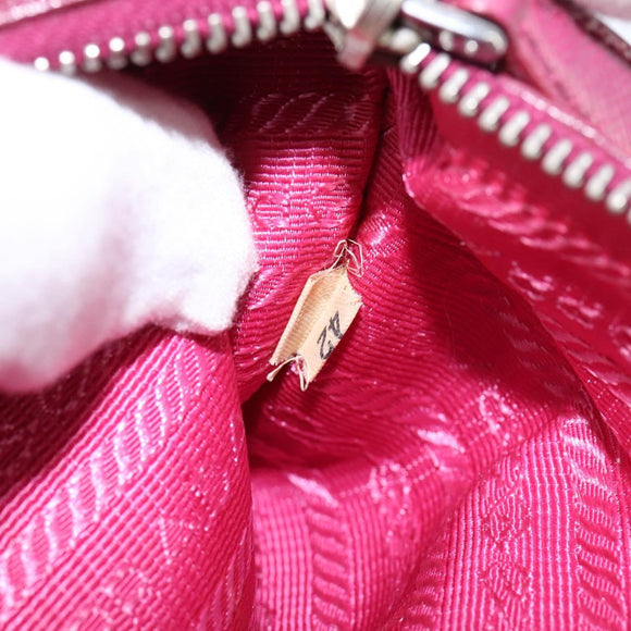 PRADA Shoulder Bag Safiano leather Pink Silver Auth SW1708