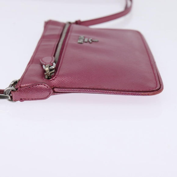 PRADA Shoulder Bag Safiano leather Pink Silver Auth SW1708