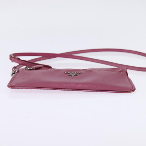 PRADA Shoulder Bag Safiano leather Pink Silver Auth SW1708