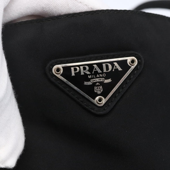 PRADA Tote Bag Nylon Black Silver Auth SW1710