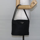 PRADA Tote Bag Nylon Black Silver Auth SW1710-24