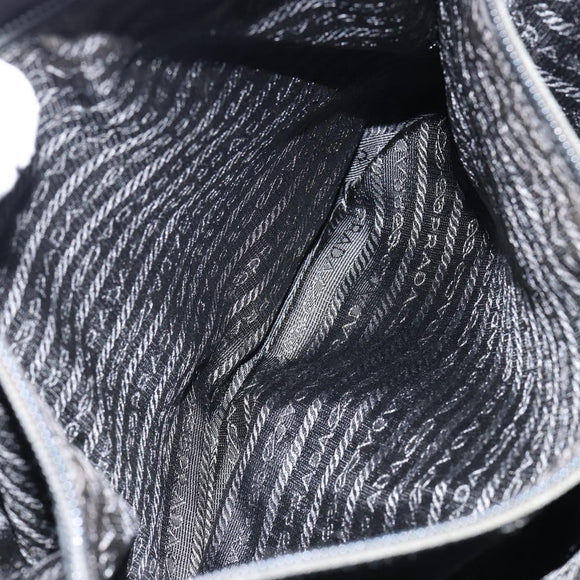 PRADA Shoulder Bag Nylon Black Silver Auth SW1711