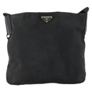 PRADA Shoulder Bag Nylon Black Silver Auth SW1711-13