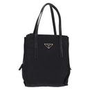 PRADA Hand Bag Nylon Leather Black Silver Auth SW1713-1