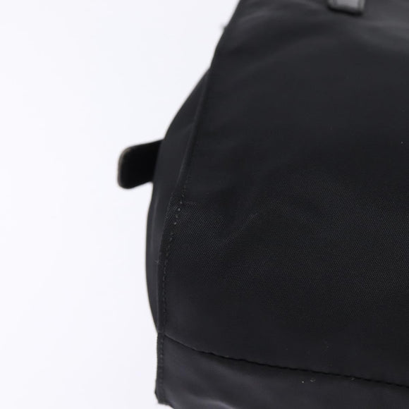 PRADA Hand Bag Nylon Leather Black Silver Auth SW1713