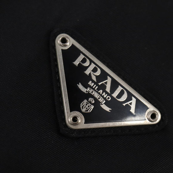 PRADA Hand Bag Nylon Leather Black Silver Auth SW1713