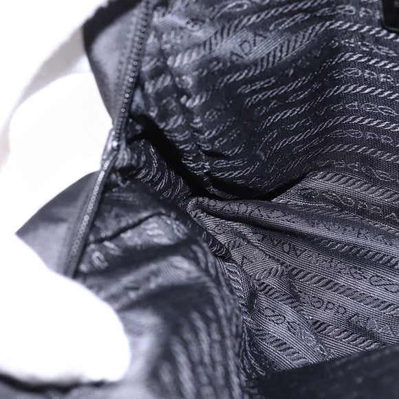 PRADA Hand Bag Nylon Leather Black Silver Auth SW1713