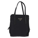 PRADA Hand Bag Nylon Leather Black Silver Auth SW1713-13
