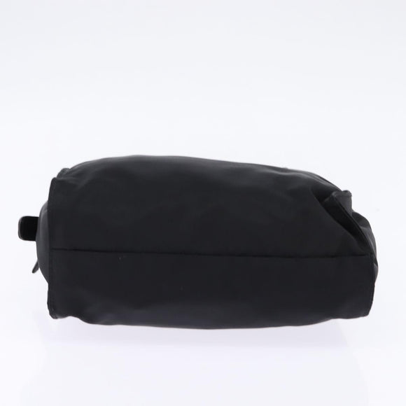 PRADA Hand Bag Nylon Leather Black Silver Auth SW1713