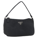 PRADA Accessory Pouch Nylon Black Silver Auth SW1714-1