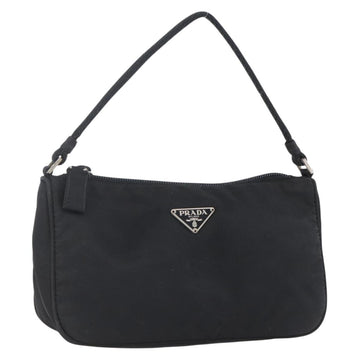 PRADA Accessory Pouch Nylon Black Silver Auth SW1714
