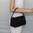 PRADA Accessoire Pouch Nylon Schwarz Silber Auth SW1714-22