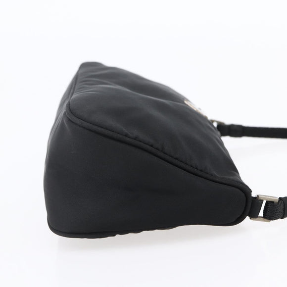PRADA Accessory Pouch Nylon Black Silver Auth SW1714