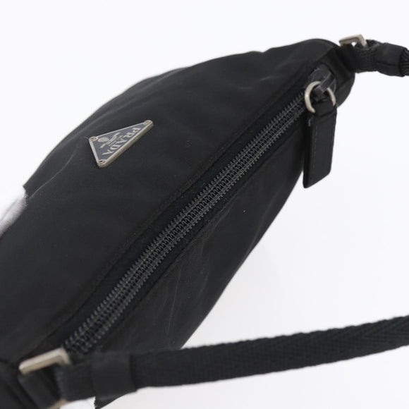 PRADA Accessory Pouch Nylon Black Silver Auth SW1714